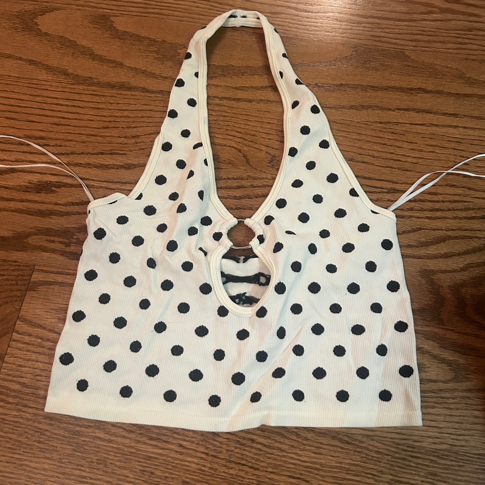 Zara Black and White Polka Dot Crop Top